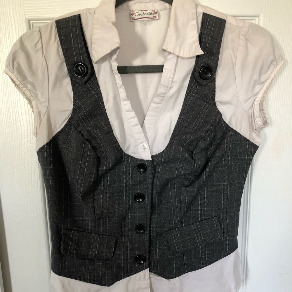 Vintage Plaid Vest attached to white top